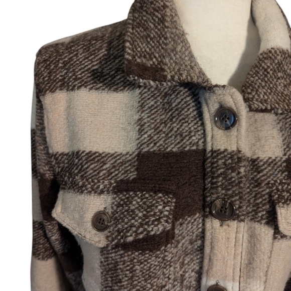 House of Harlow neutral bland cropped Eisenhower style wool blend jacket sz S - Picture 4 of 9